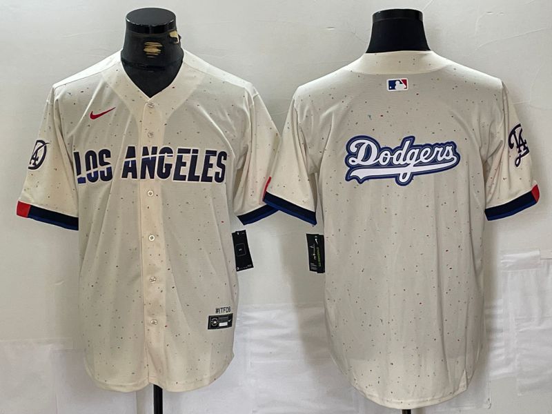 Men Los Angeles Dodgers Blank Cream Fashion Nike Game MLB Jersey style 5